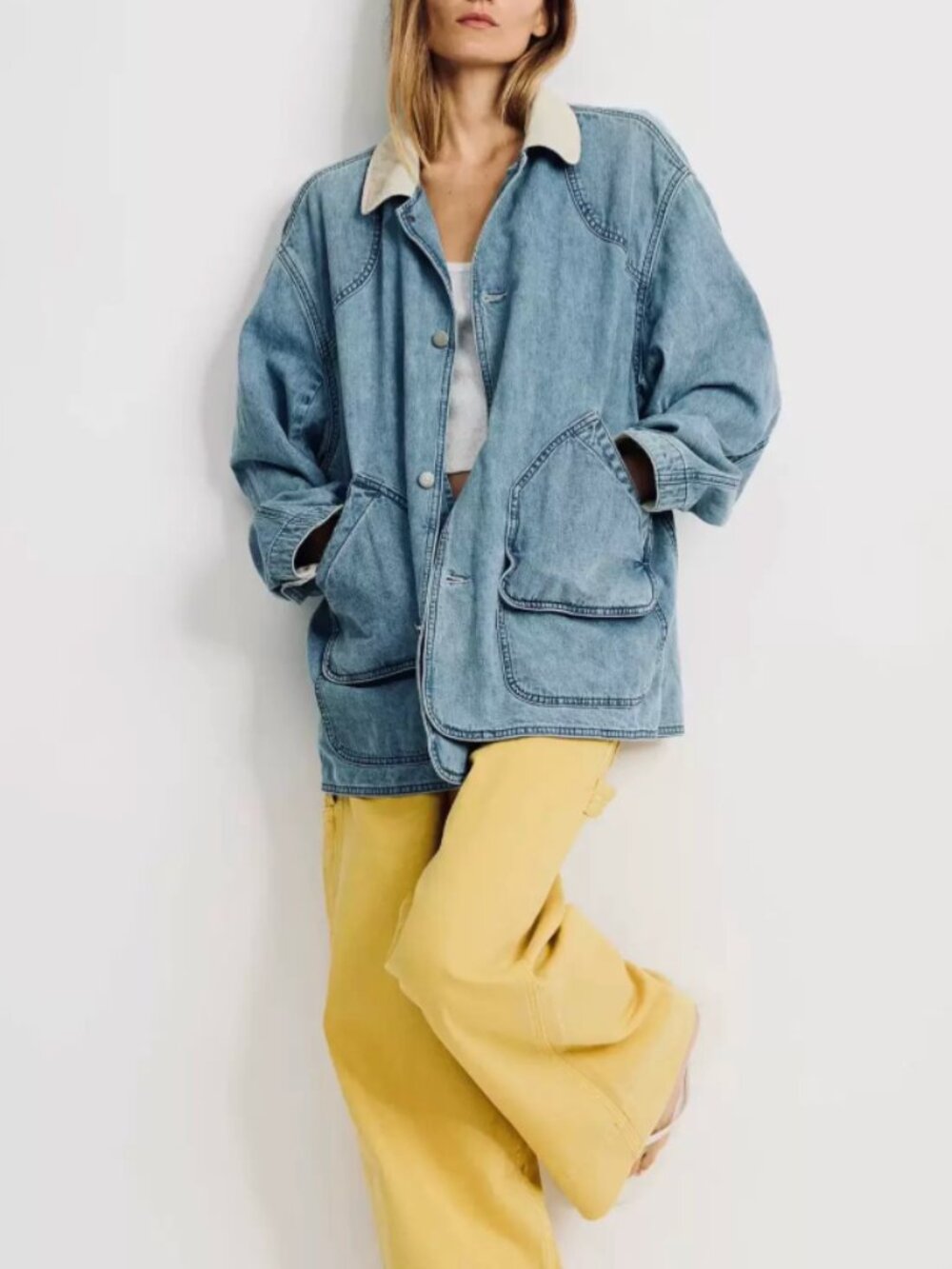 NWT Denimist Oversized Hunting Denim Jacket - Stone Wash Blue
